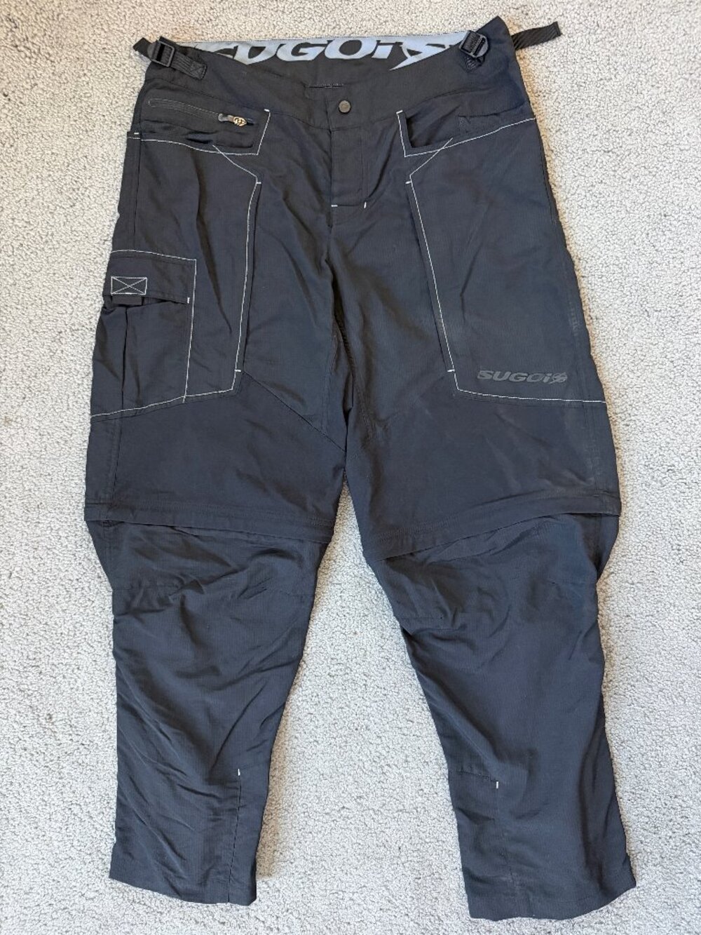 Sugoi Convertible MTB Mountain Bike Pants 3/4 Shorts Zip Off Black Mens XL